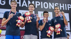 Il podio mondiale della staffetta 4x100 SL